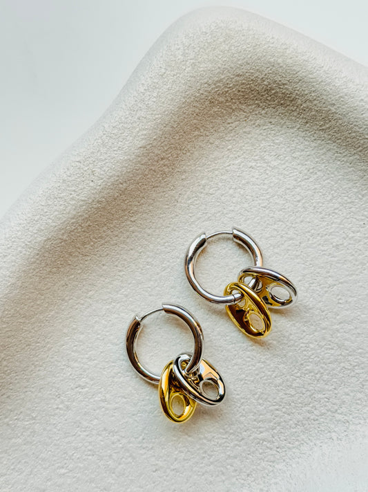 Metal Two Tone Earrings