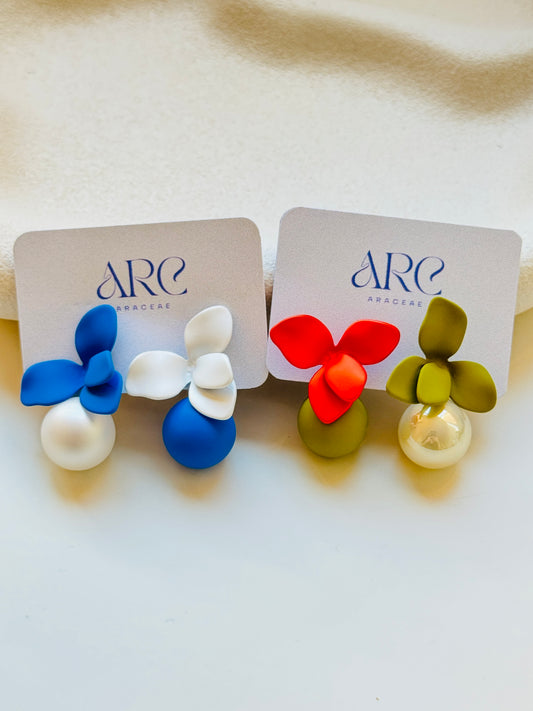 Flower Pearl Colorful Earrings