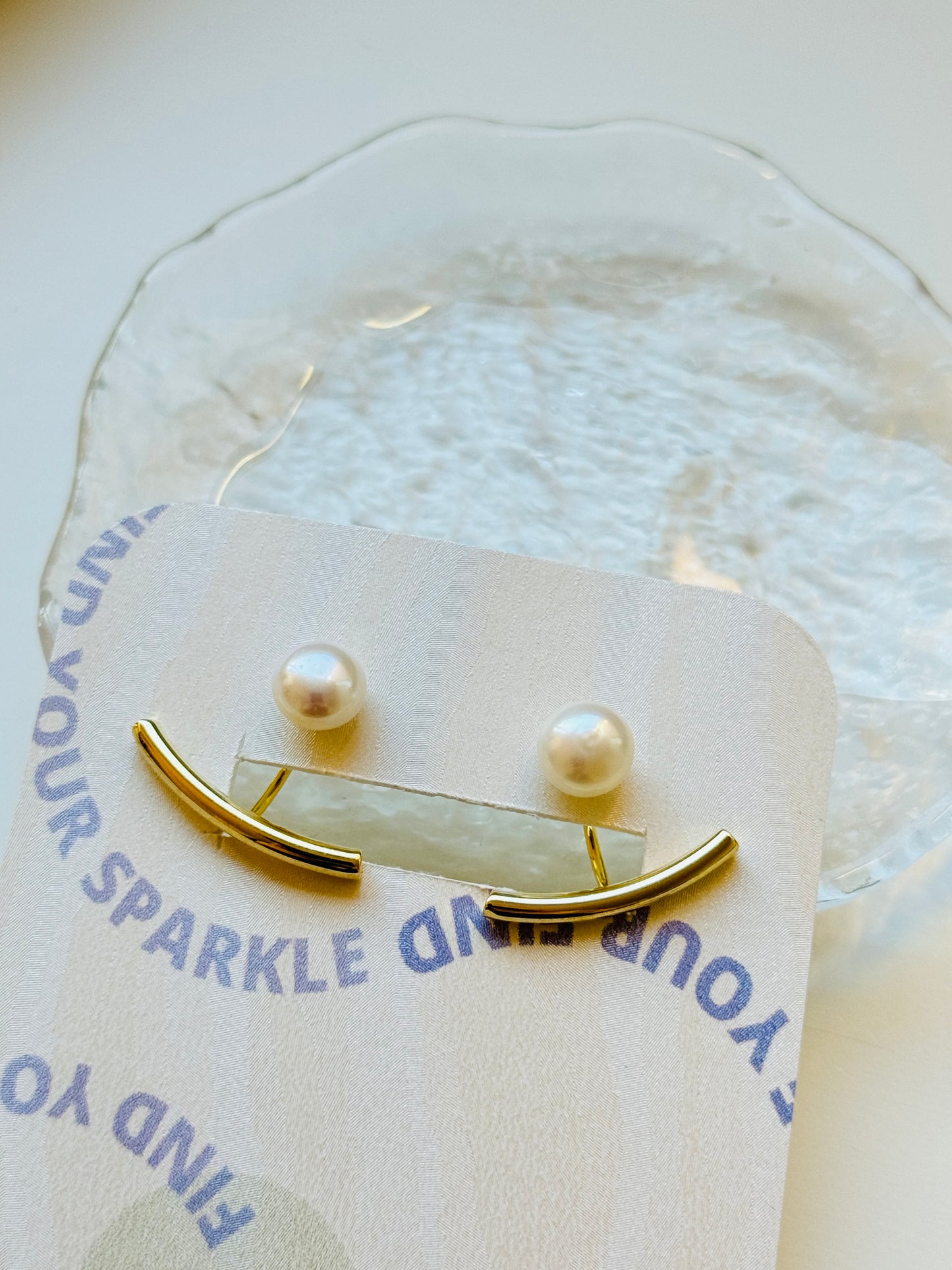 Modern Minimal Double Sided With Pearl Earrings