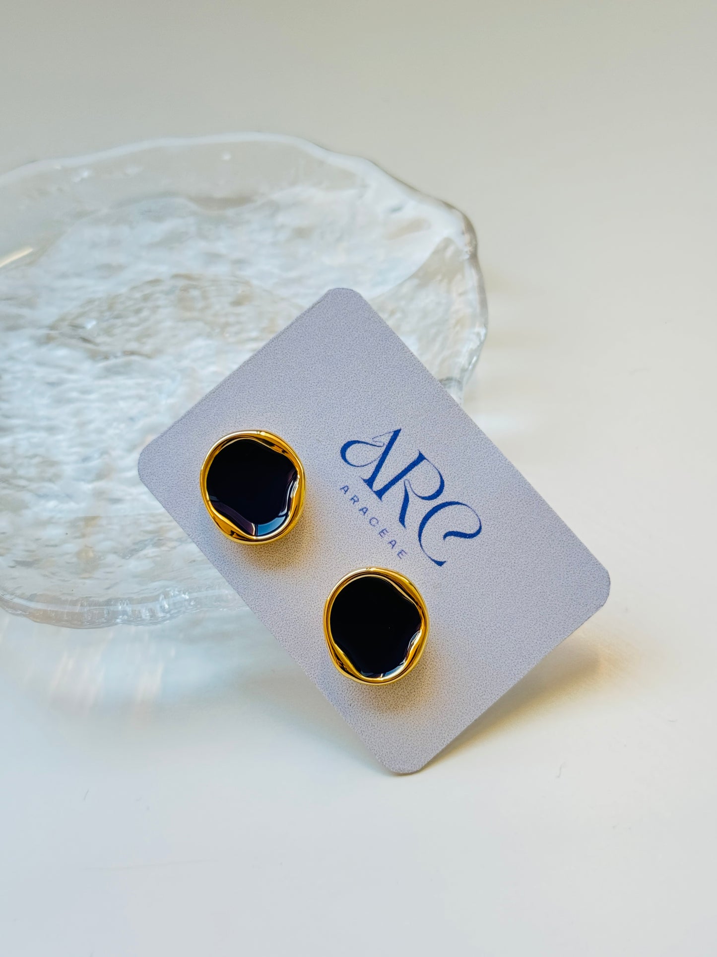 Irregular Black Stud Earrings