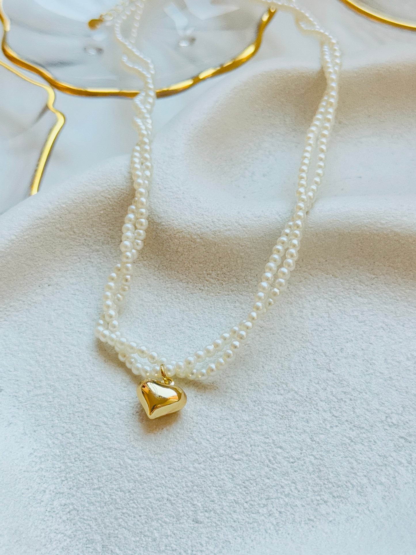 Heart Twice Pearl Necklace