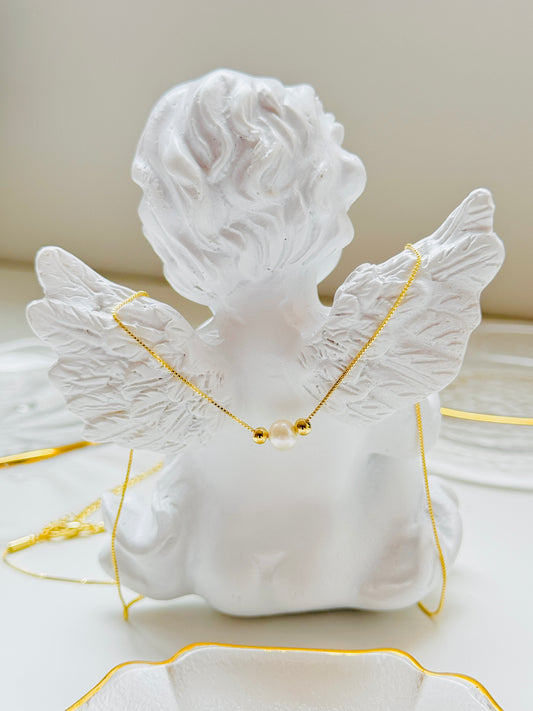 Baby Angle Pearl Charm Necklace